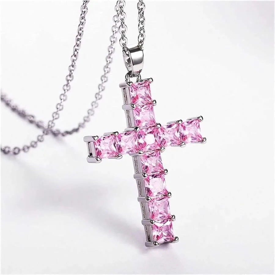 Luxury Crystal Jesus Cross Necklace – Gold Pendant Jewelry for Men & Women
