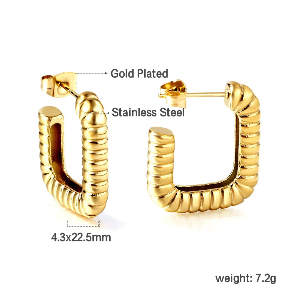 Luxury Vintage Square Hoop Earrings